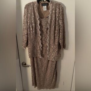 Alex Evenings Taupe Lace Dress and Jacket